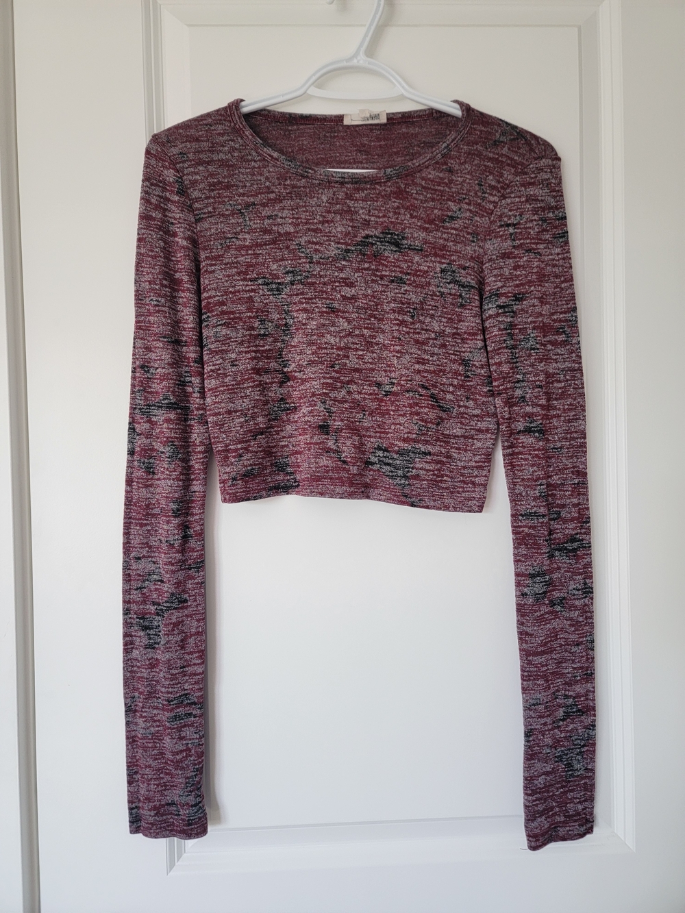 Wilfred Burgundy Heather Marled Cropped Long-Sleeve Top